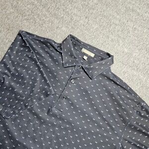 Peter Millar Polo Shirt Mens L Black Summer Comfort MS18EK55S Micro Print